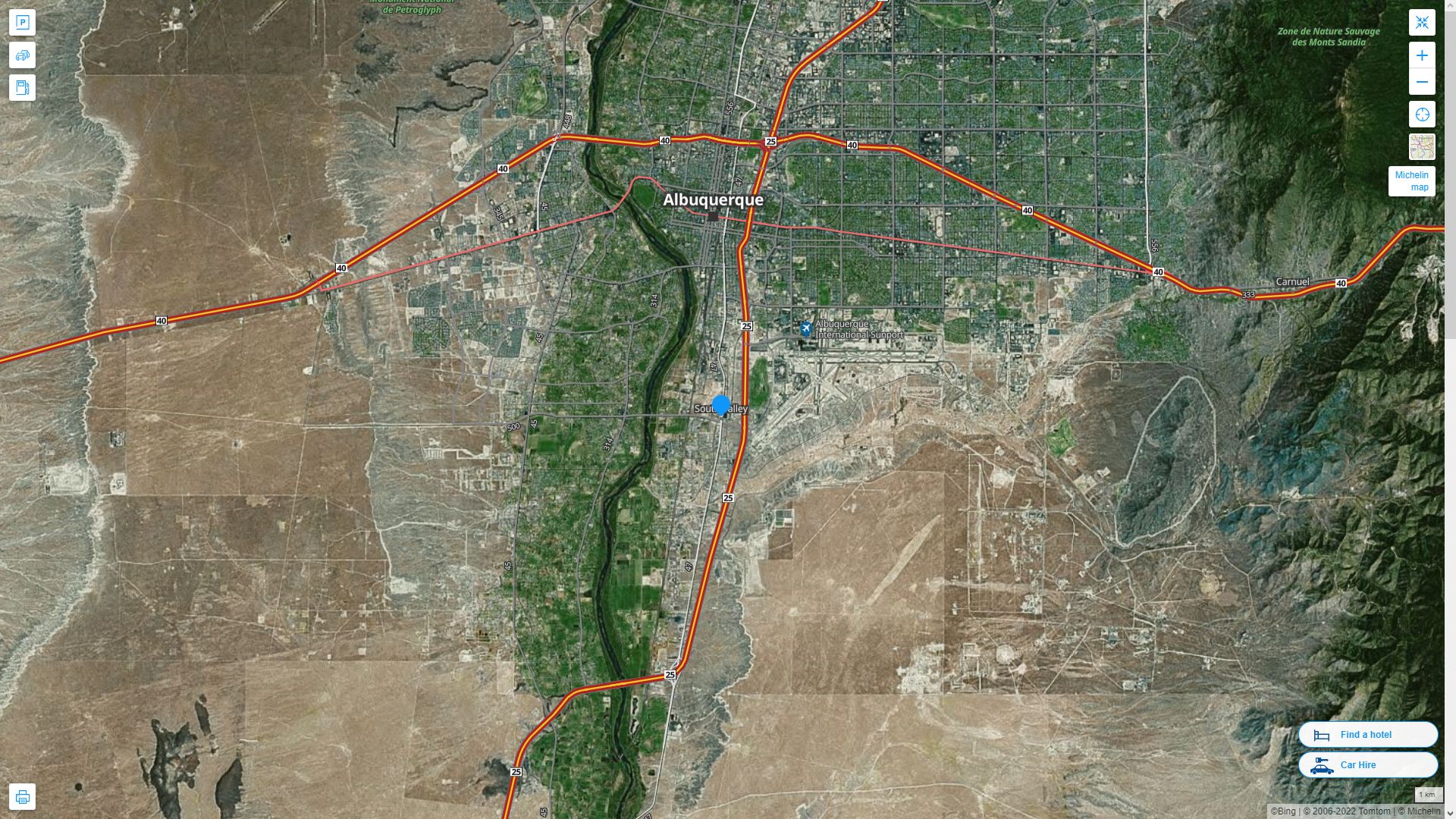 South Valley New Mexico Highway and Road Map with Satellite View